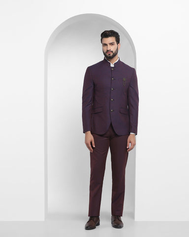 printed bandhgala 2 pcs suit in wine paisey blackberrys clothing 1 large